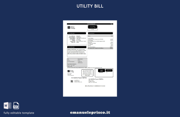 stile verificato Modello di bolletta delle utenze USA Texas Direct Energy